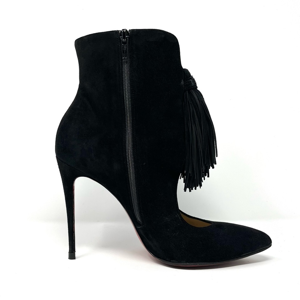 Christian Louboutin Ottocarl Black Suede Fringe Ankle Boots Booties 38.5 8.5 - Picture 4 of 14